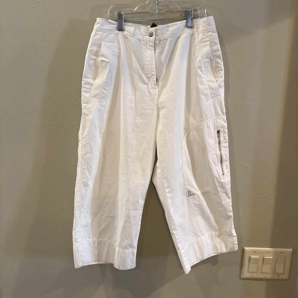 Lauren Ralph Lauren Women's Wide Leg Cropped Pants White Size 6 Y2K Old Money